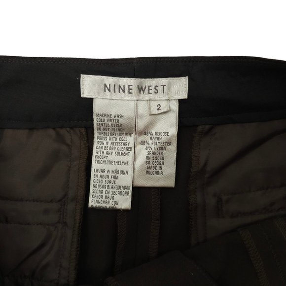 Nine West Essentials Pants Womens Sz 2 Stretch Mid Rise Flat Front Espresso NEW - Picture 7 of 12